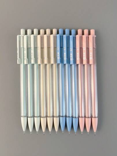 12pcs Mixed Color Mechanical Pencil, Simple Portable Mechanical Pencil For Student, Office Back To School