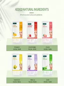 HEMEIEL 6入組天然成分補水滋養面膜套裝 - 彩色 - 查看 1