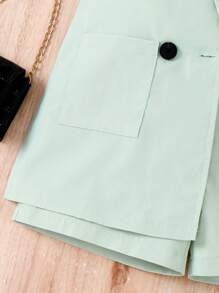 SHEIN 女孩西裝領西裝外套和吊帶背心和短褲和帽