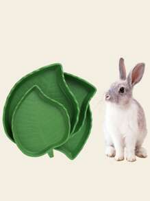 1入組/2入組塑料葉形防滑小寵物餵水碗，適用於小型寵物全年使用 - 綠色 - 查看 1