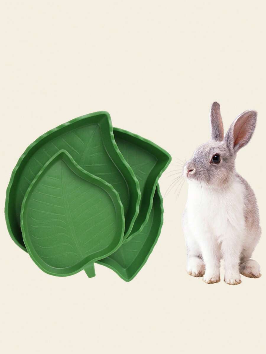 1入組/2入組塑料葉形防滑小寵物餵水碗，適用於小型寵物全年使用 - 綠色 - 查看 1