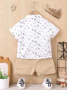 Bebé con estampado de estrella con lazo delantero 2 en 1 Camisa & Shorts - Multicolor - Ver 2
