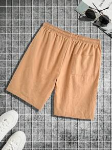 Manfinity Men Drawstring Waist Slant Pocket Shorts - Khaki - View 2