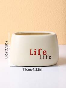 1pc Porcelain Vase, Letter Graphic Flower Vase For Home Decor - Beige - View 2