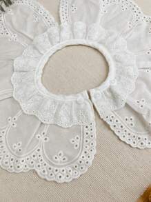 1入組嬰兒網眼刺繡貝殼邊圍兜 - 白色 - 查看 5