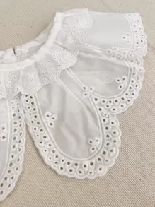 1入組嬰兒網眼刺繡貝殼邊圍兜 - 白色 - 查看 6