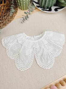 1入組嬰兒網眼刺繡貝殼邊圍兜 - 白色 - 查看 7