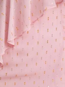 SHEIN Belle Đầm Xù Chia Dây kéo Tất cả trên in Thanh lịch - Màu Hồng baby - Xem 7