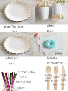 93入組/套紙質一次性廚具派對用花卉設計一次性餐具 - 彩色 - 查看 2