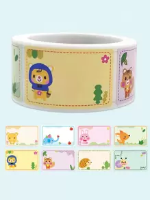 200张/卷 动物图案标签贴纸，可爱多用途可书写标签贴纸，适用于学生、学校、办公室贴纸、剪贴簿用品、趣味贴纸、笔记本电脑贴纸、Kindle手机贴纸 - 彩色 - 查看 1