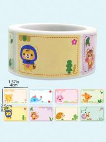 200张/卷 动物图案标签贴纸，可爱多用途可书写标签贴纸，适用于学生、学校、办公室贴纸、剪贴簿用品、趣味贴纸、笔记本电脑贴纸、Kindle手机贴纸 - 彩色 - 查看 3