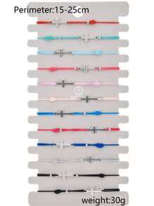 Vòng đeo tay trang trí chữ thập 12 cái/bộ - Nhiều màu - Xem 4