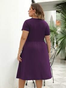 Vestido línea A unicolor - Morado - Ver 2