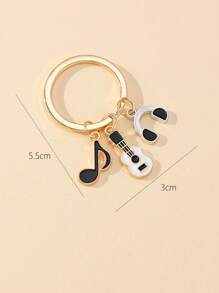 Phụ Nữ Nhạc Cụ & Note Trang Trí Móc Khóa Thời Trang Trang Trí Chìa Khóa - Đen và trắng - Xem 3