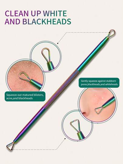 CUT it 1個不銹鋼鈦金屬雙頭黑頭/痘痘針清除工具