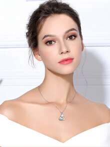 1pc Heart-Shaped Mother Daughter Necklace - Silver - View 7