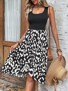 SHEIN LUNE Đầm Đồ họa Giải trí - Đen và trắng - Xem 1