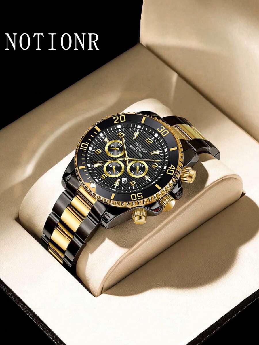 NOTIONR Nam Giải trí Thể thao Đồng hồ Với Ngày Chỉ báo Thạch anh Đồng hồ đeo tay - màu đen - Xem 1