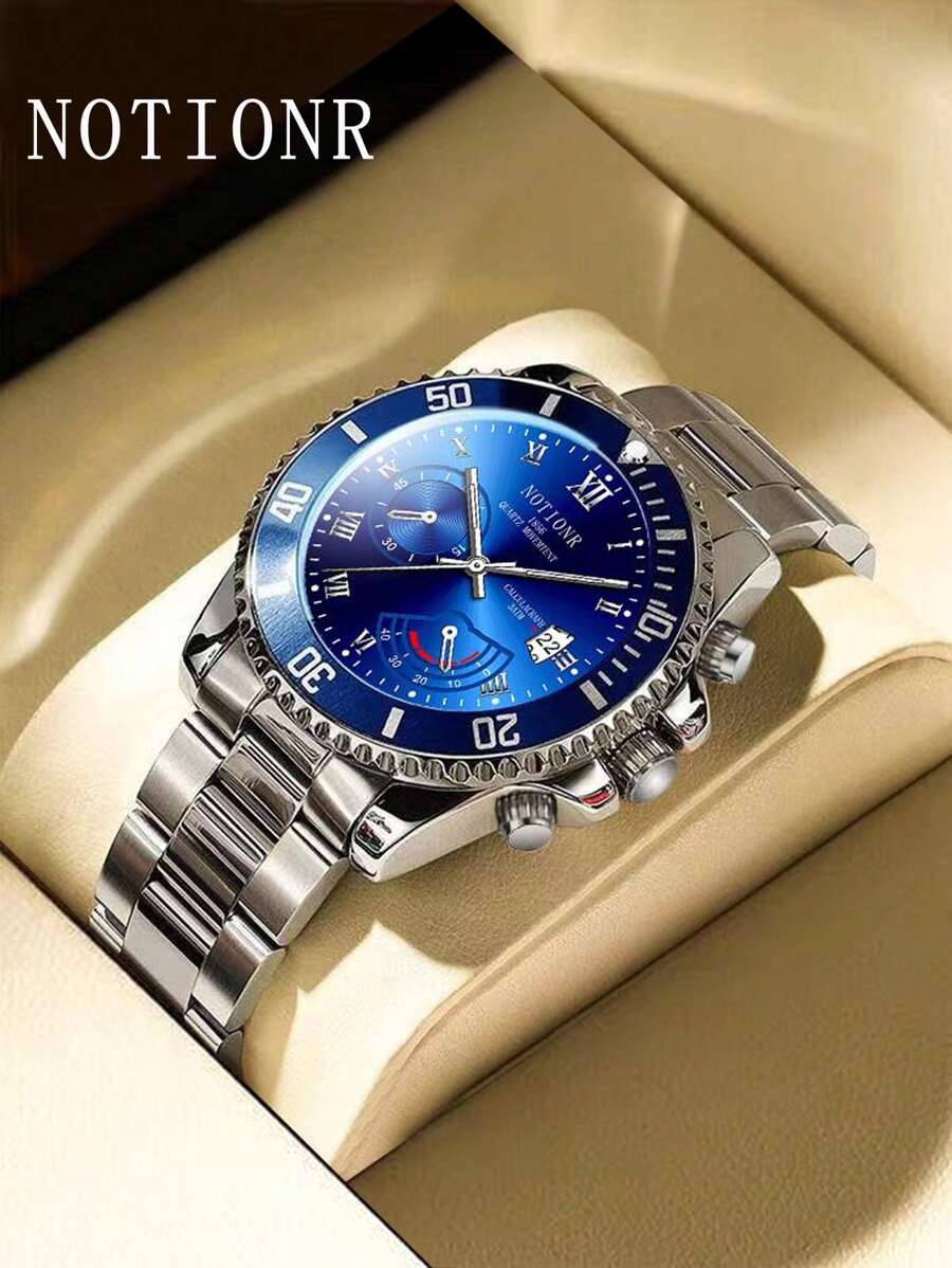 NOTIONR Fashionable Men's Stainless Steel Watch, Men's Date Watch, Sport Watch, Luxury Men's Quartz Watch
