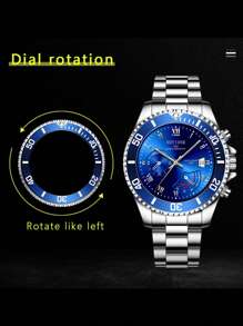 NOTIONR Fashionable Men's Stainless Steel Watch, Men's Date Watch, Sport Watch, Luxury Men's Quartz Watch