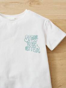 SHEIN Bộ đồ Em bé Slogan - Màu xanh Bạc hà - Xem 3