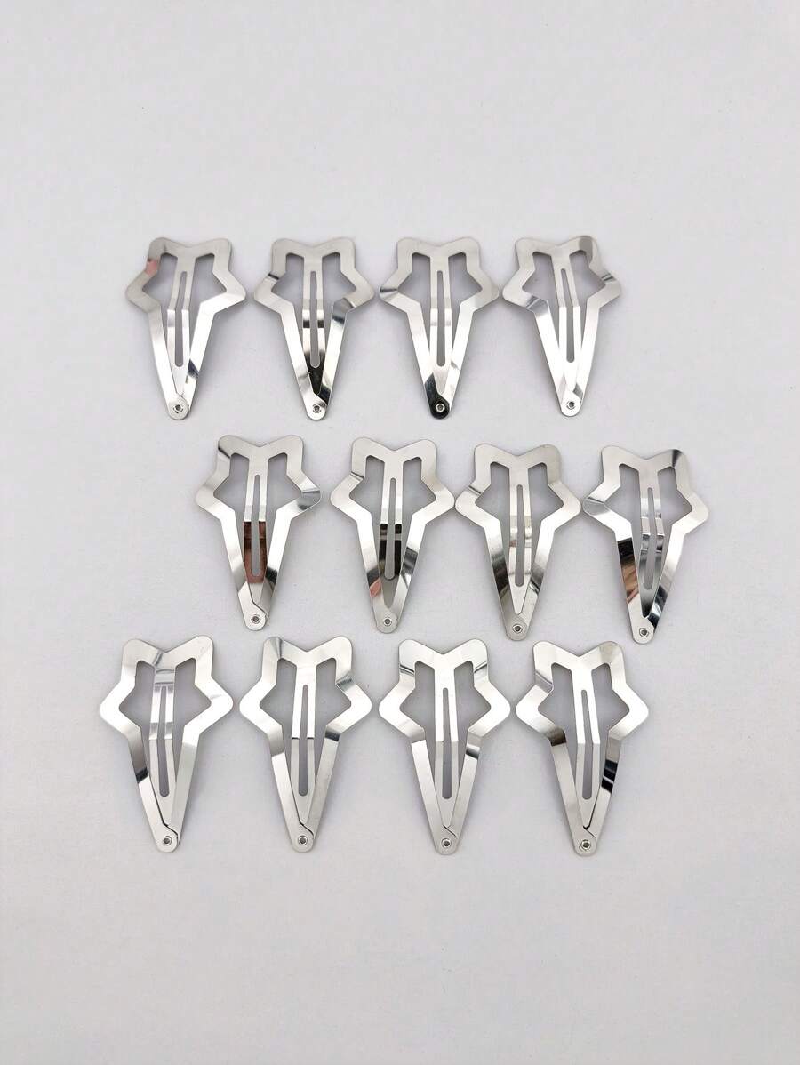 12pcs/Bag 5cm White K-Color Five-Pointed Star BB Clips - Silver - View 1