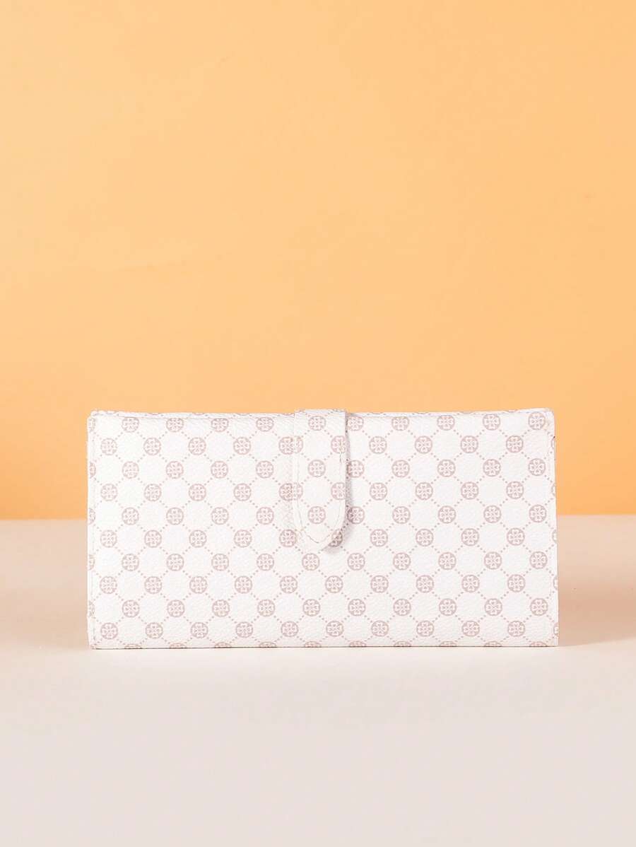 Ví dài họa tiết hình học gấp lại - trắng - Xem 1