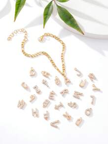 Vòng tay trang trí chữ cái Zirconia - Vàng - Xem 1
