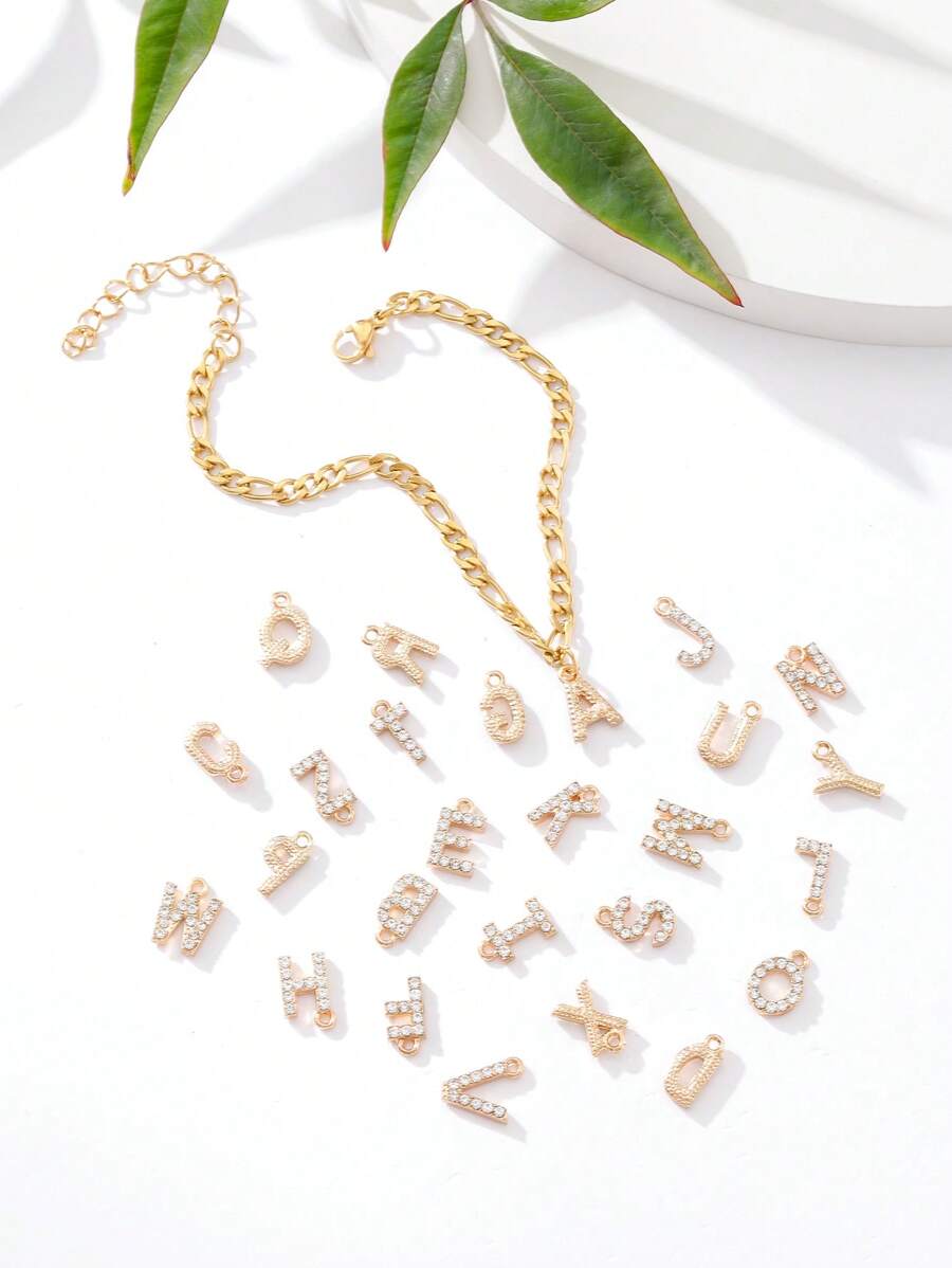 Vòng tay trang trí chữ cái Zirconia - Vàng - Xem 1