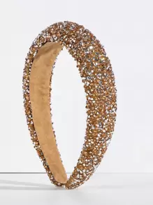 皇家風格1入女士鑲嵌鑽石耀眼發帶，用於髮飾裝飾 - 金色 - 查看 2