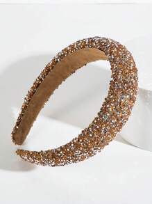 皇家風格1入女士鑲嵌鑽石耀眼發帶，用於髮飾裝飾 - 金色 - 查看 1
