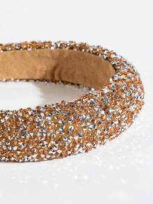 皇家風格1入女士鑲嵌鑽石耀眼發帶，用於髮飾裝飾 - 金色 - 查看 3