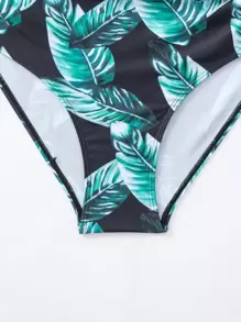 Swim Lushoire Summer Beach Tropical Print Ruffle Hem Tankini - Multicolor - View 5