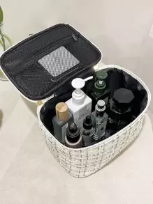 1Pc Plaid Pattern Square Makeup Bag,Makeup Bag Makeup Pouch Skincare Bag Toiletry Bag Packing Cubes,Travel Essentials Cruise Essentials Dorm Essentials,Wedding Bridesmaid Gifts,Mom Gifts,Birthday Gifts,Gifts For Friends And Teachers,Home Decor,Bathroom Livingroom Bedroom Decor,Bathroom Organizer,Jewelry Organizer,Lip Oil Organizer,Nail Polish Organizer
