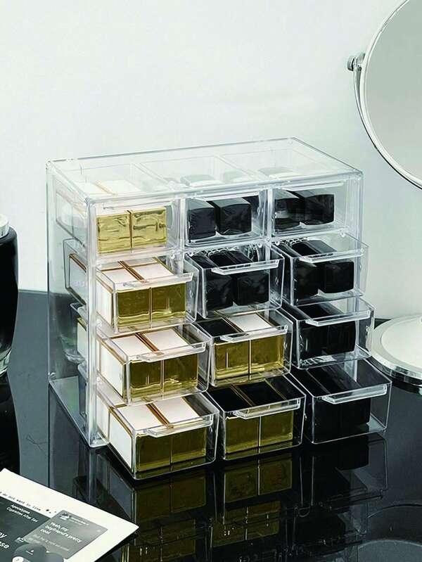 1pc Clear Desktop Lipstick Storage Box ,Jewellery Box,Pouch,Makeup Brush Holder,Brush Holder,Perfume Organiser,Pouch Bag