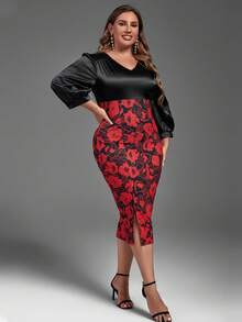 Đầm Plus Size Chia Hoa Thanh lịch - Nhiều màu - Xem 3