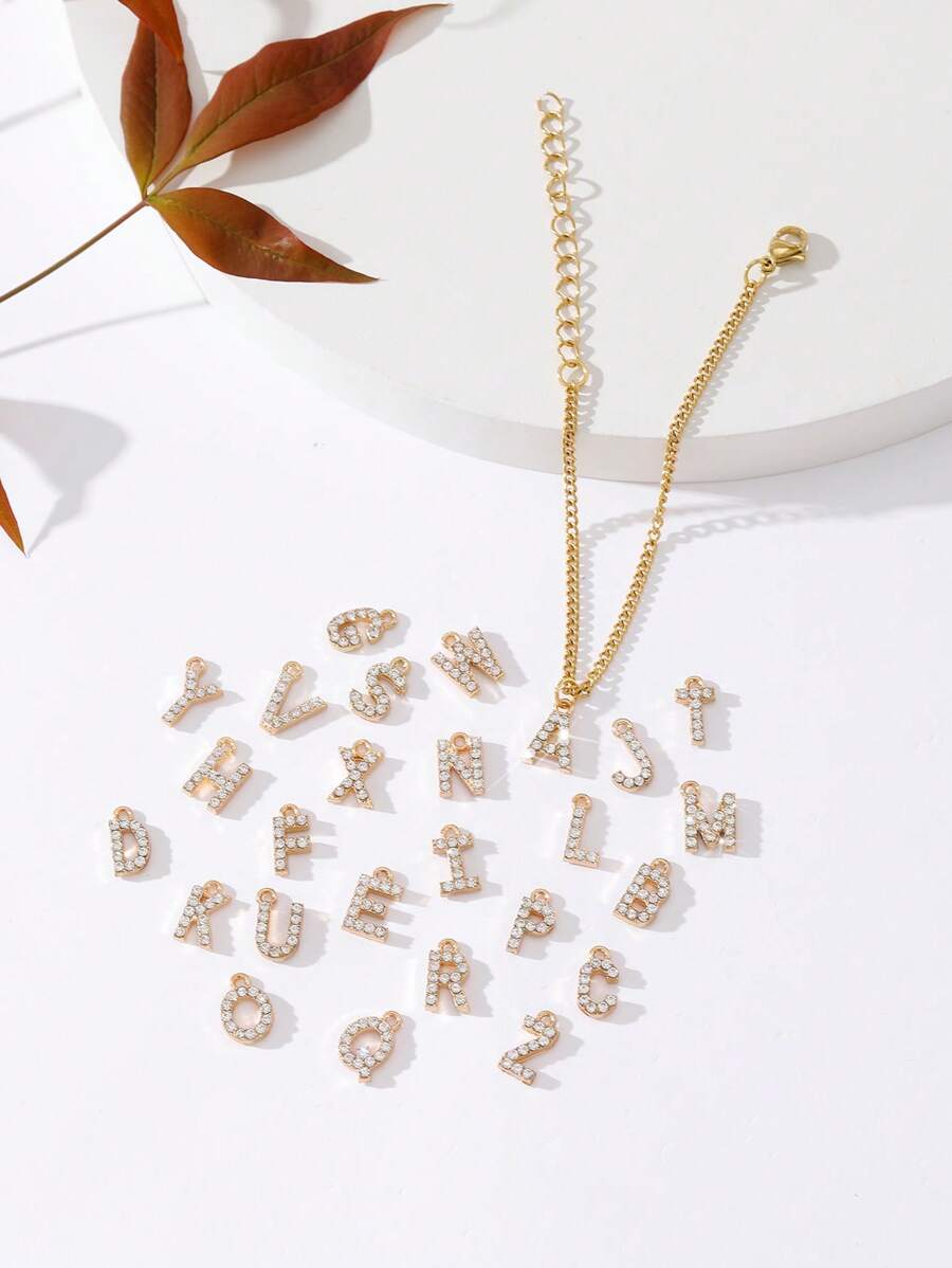 1 vòng tay tối giản và mặt dây chuyền thiết kế 26 chữ cái - Nhiều màu - Xem 1