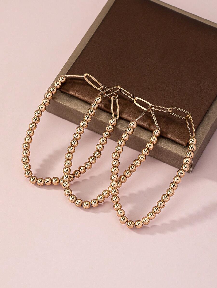 3入組串珠設計手環 - 金黃色 - 查看 1