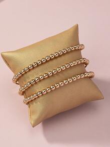 3入組串珠設計手環 - 金黃色 - 查看 2