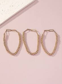 3入組串珠設計手環 - 金黃色 - 查看 3