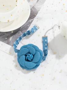 花朵裝飾頸鏈 - 藍色 - 查看 5
