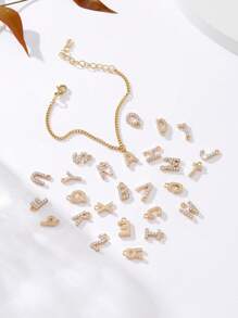 1 vòng tay tối giản và mặt dây chuyền thiết kế 26 chữ cái - Nhiều màu - Xem 2