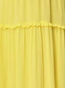 SHEIN Belle Solid Frill Trim Ruffle Hem Bridesmaid Dress - Yellow - View 5