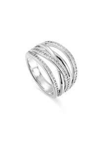 Cubic Zirconia Decor Ring - Silver - View 2