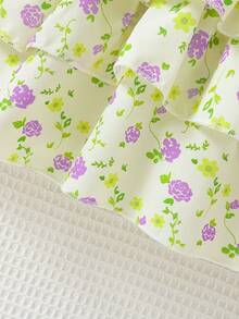 小女童碎花泡泡袖荷葉邊洋裝