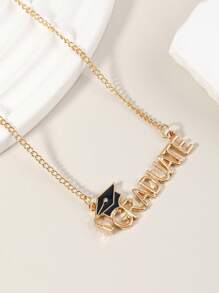 1 cái Thời Trang Hợp Kim Kẽm Bảng Chữ Cái Charm Vòng Cổ cho Phụ Nữ như Món Quà Tốt Nghiệp - Vàng - Xem 1