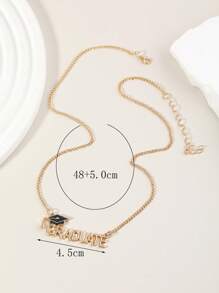 1 cái Thời Trang Hợp Kim Kẽm Bảng Chữ Cái Charm Vòng Cổ cho Phụ Nữ như Món Quà Tốt Nghiệp - Vàng - Xem 3