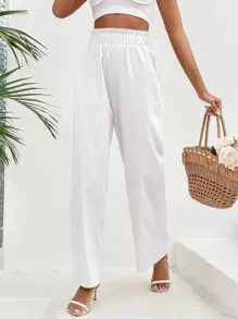 SHEIN VCAY 紙袋腰闊腿褲