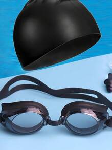 SHENYU Swimming Goggles, Swimming Cap, Nose Clip, Ear Plugs Set - Black - View 3