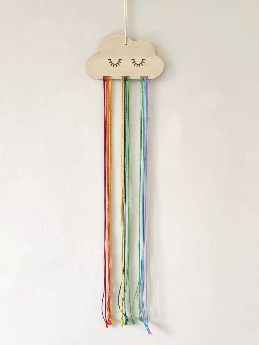 1入組雲朵木片髮夾和頭箍收納掛袋，髮夾組織袋 - 彩色 - 查看 1